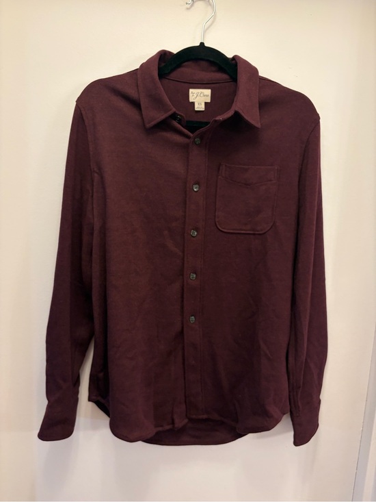 J. Crew Other - J.Crew Men's XS Burgundy Knit Button-Up Shirt Long Sleeve Chest Pocket Stretch